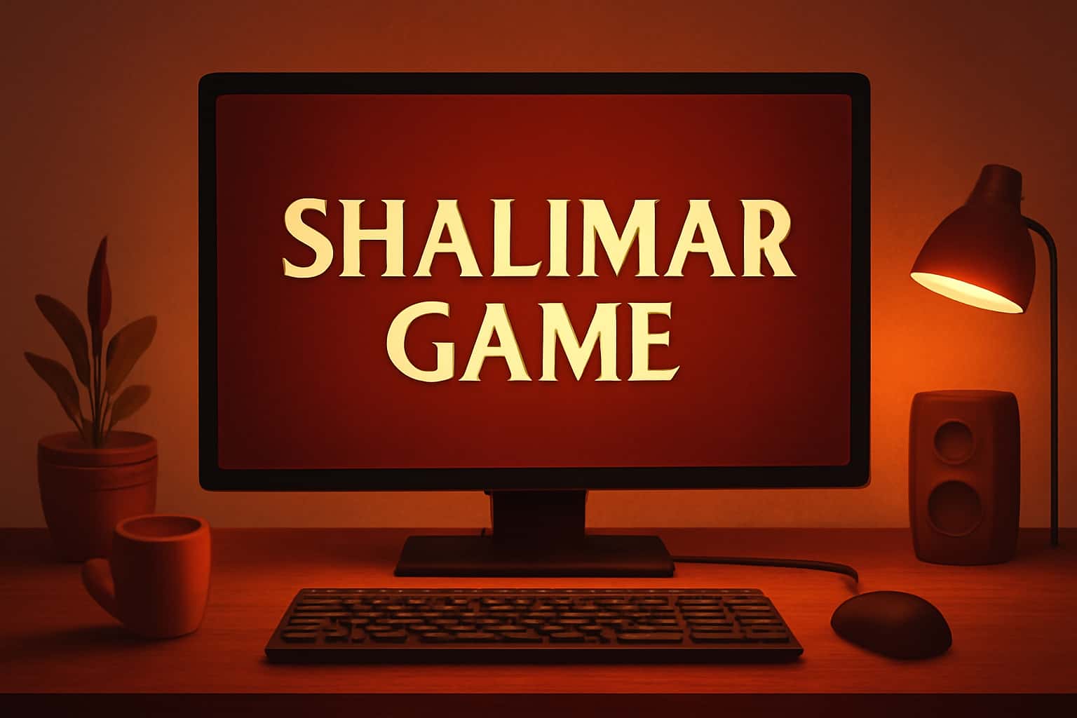 Informational scene on how to download Shalimar Game, featuring the title prominently.