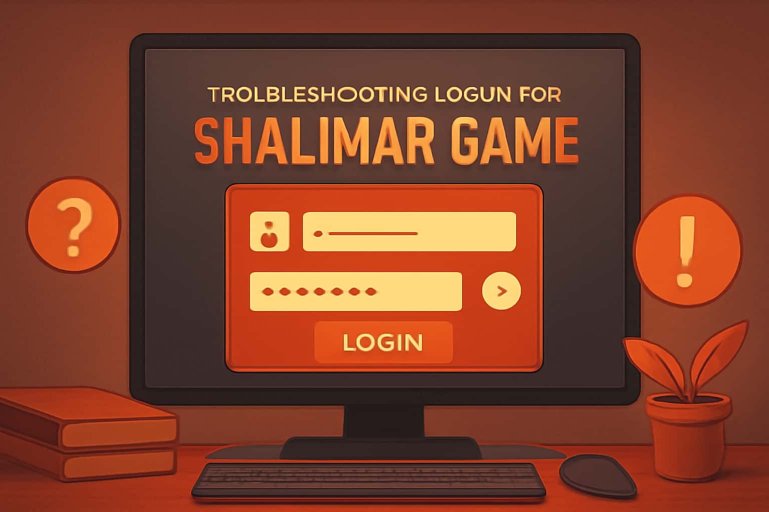 Information scene illustrating troubleshooting login for Shalimar Game.