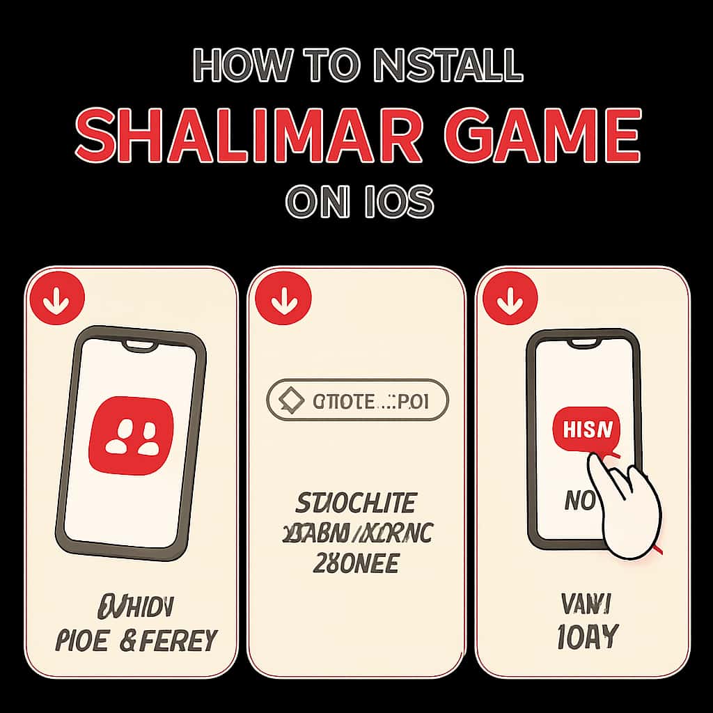 Visual guide for installing Shalimar Game on iOS devices.