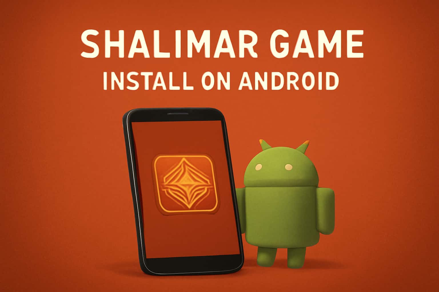 Visual representation of installing Shalimar Game on an Android device, with instructional elements.