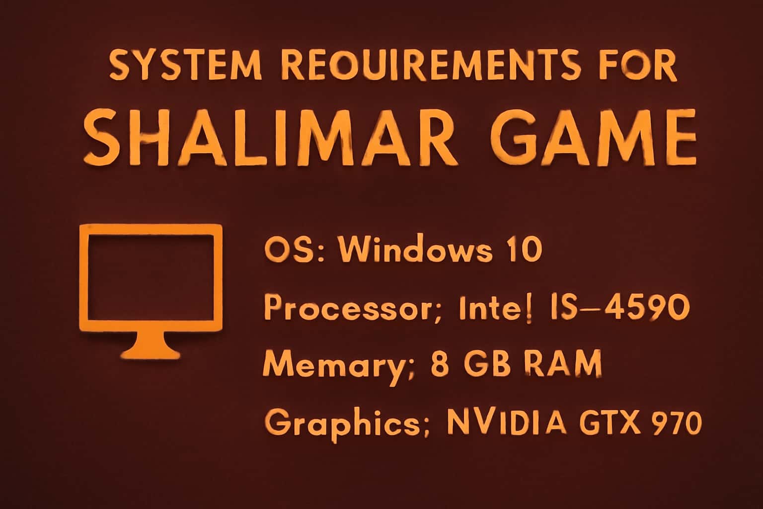Informational graphic about system requirements for Shalimar Game.