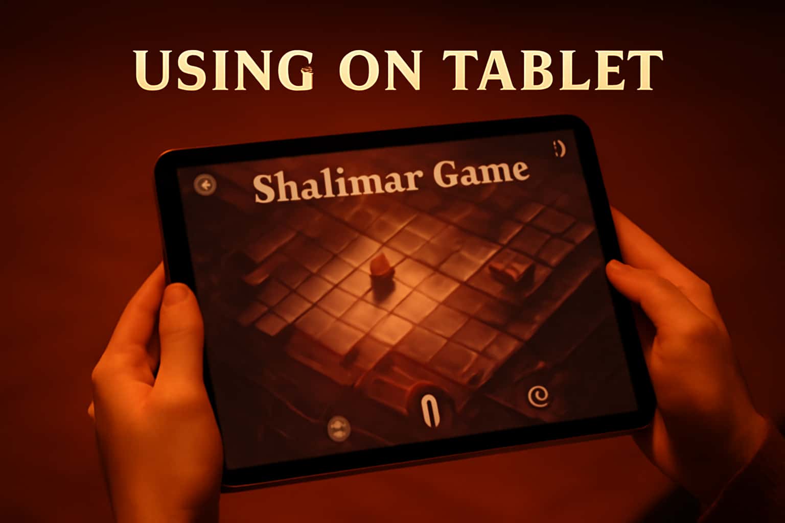 An informative scene depicting the usage of Shalimar Game on a tablet.
